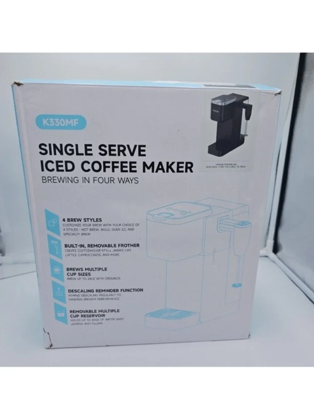 Single Serve Coffee Maker with Detachable Milk Frother Black New Open Box